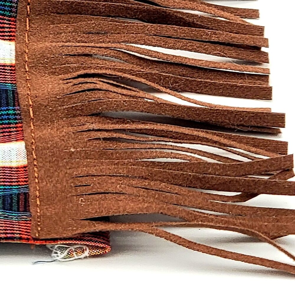 Plaid Halter Apron Cowgirl Western Country Girl  Top With Fringe Hem & Tie Back - Picture 12 of 15